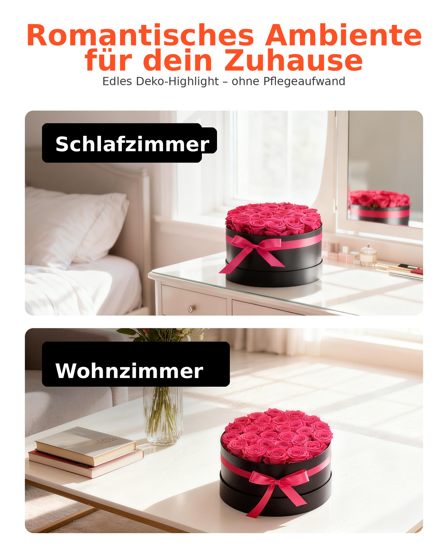 🌹 Ewige Rosen – 27 konservierte Rosen in runder Geschenkbox Homeeins